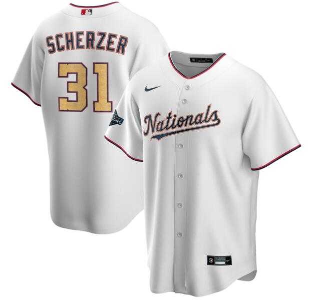 Nationals 31 Max Scherzer White Gold Nike 2020 Gold Program Cool Base Jersey Dzhi,We sell and wholesale Nationals 31 Max Scherzer White Gold Nike 2020 Gold Program Cool Base Jersey Dzhi on line form chian!